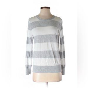 J.Crew Women’s Lightweight Striped Crewneck Sweater - Gray & White